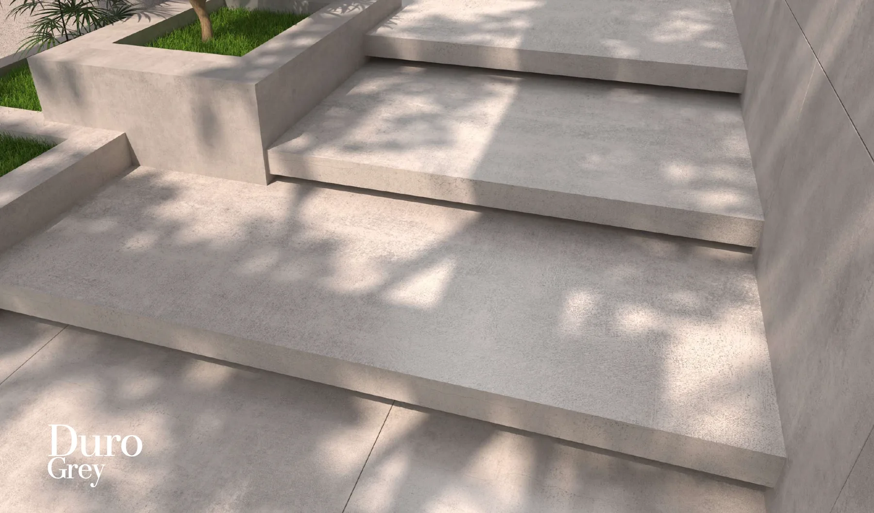 Outdoor walkway laid in structured porcelain