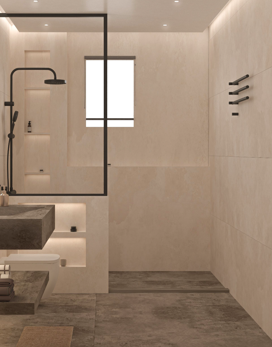Interior finished in premium porcelain tiles