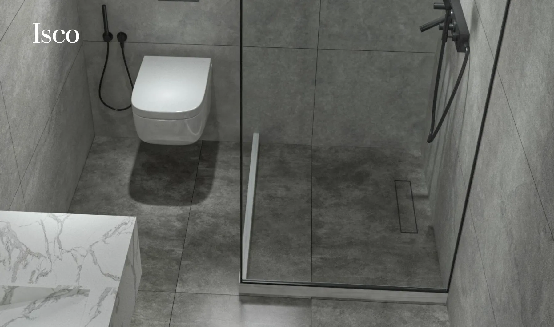 Large-format neutral-toned porcelain tiles arranged to compare colour and finish under natural light